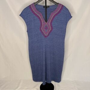 Spense Dark Blue Embroidered Midi Dress EUC Size Medium
